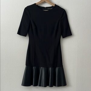 Cynthia Steffe‎ Faux Leather Ruffle Skirt Dress in Black size 2